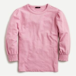 J. Crew Three-Quarter Smocked Sleeve Top in Pink